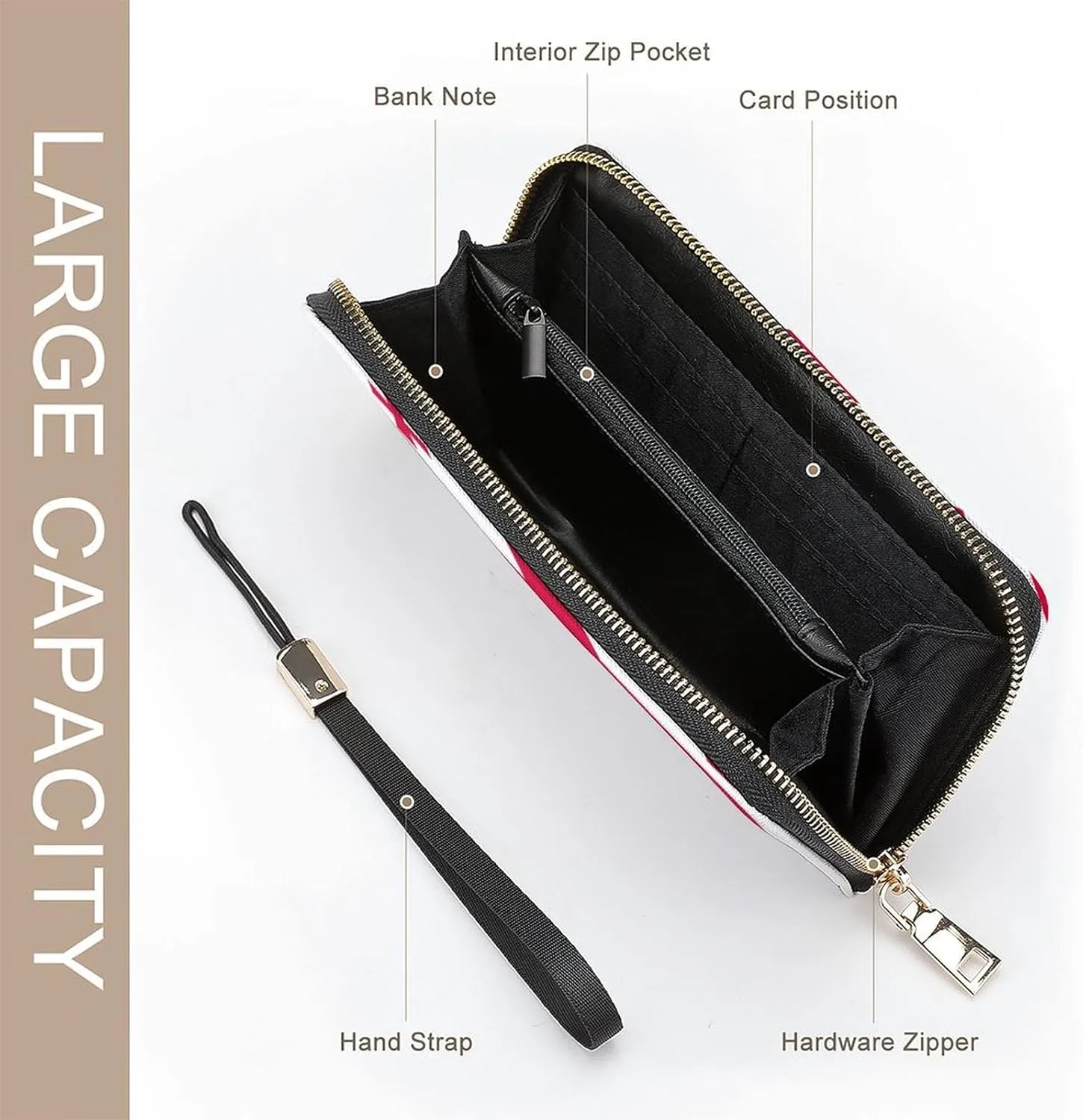 Georgia Flag Long Purse with Removable Wristlet Stylish PU Leather Zipper Wallet for Women Men