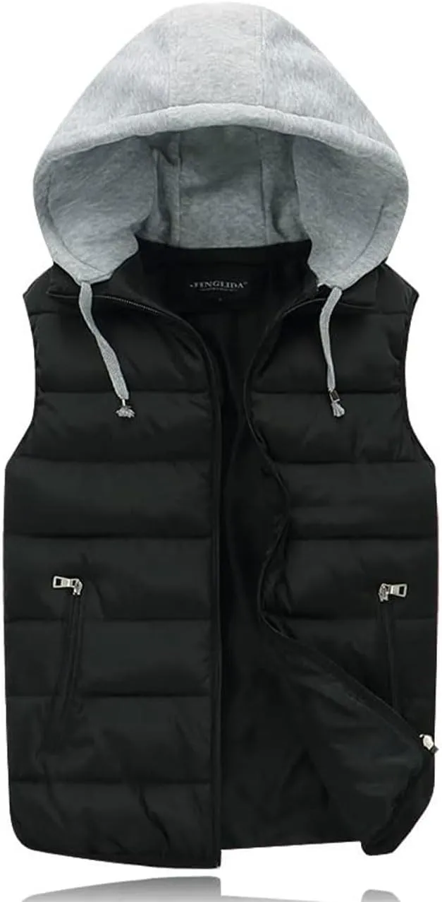 Gihuo Women's Puffer Vest Zip Up Quilted Padded Winter Sleeveless Hooded Vest Gilet Warm Jacket Outerwear Vest