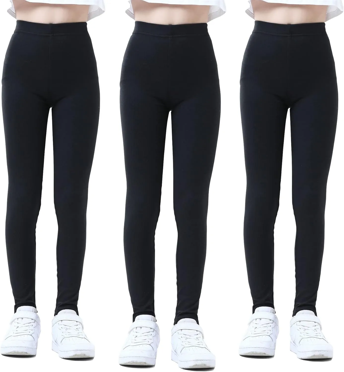 Girls MultiPacks Soft Stretch Leggings Full-Length Pants Basic Wear 4-13 Years