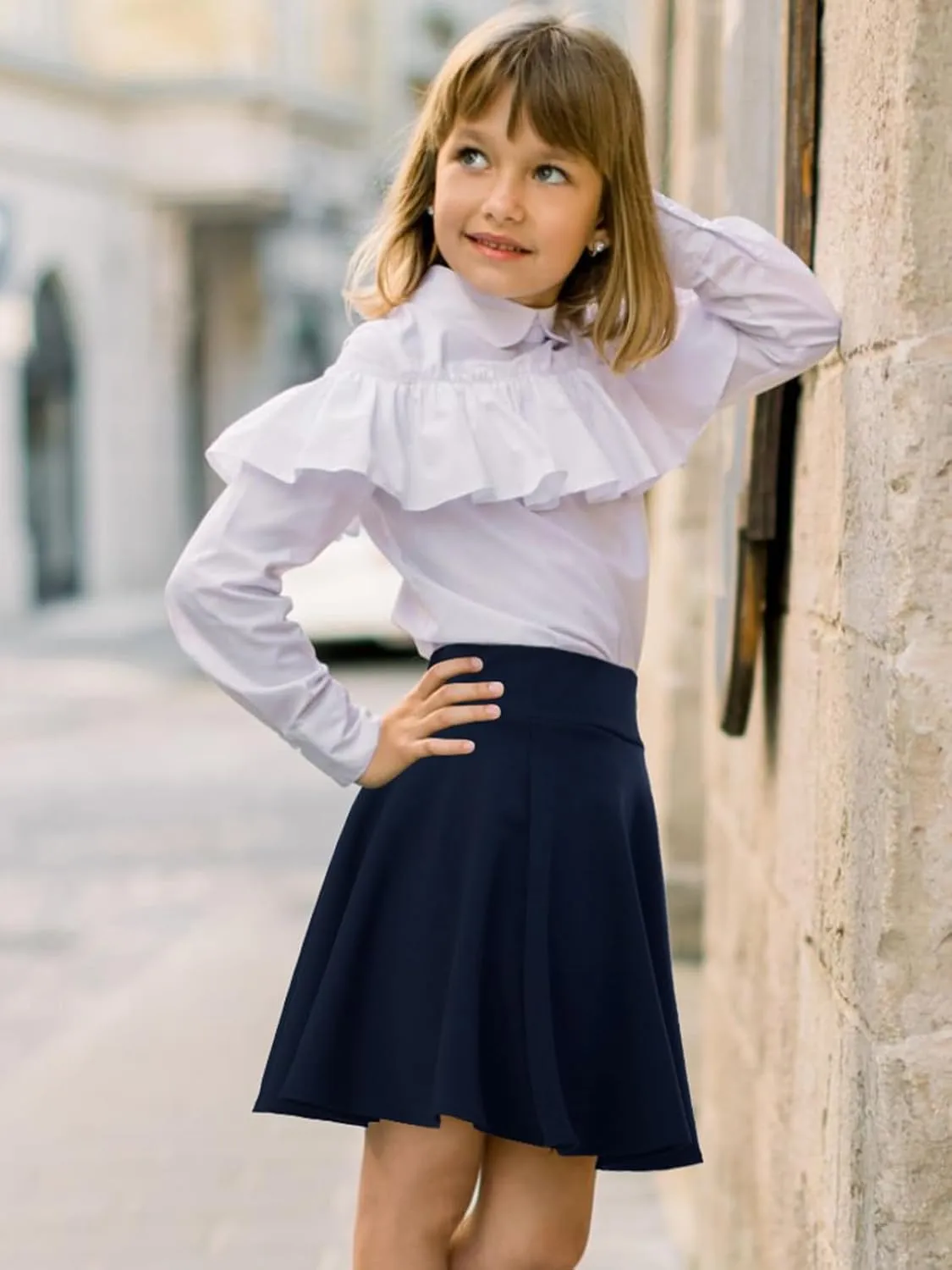 Girls Skirts Casual Mini Flare Pleated Skirt with Shorts High Waisted Skater Skirt A Line Skorts