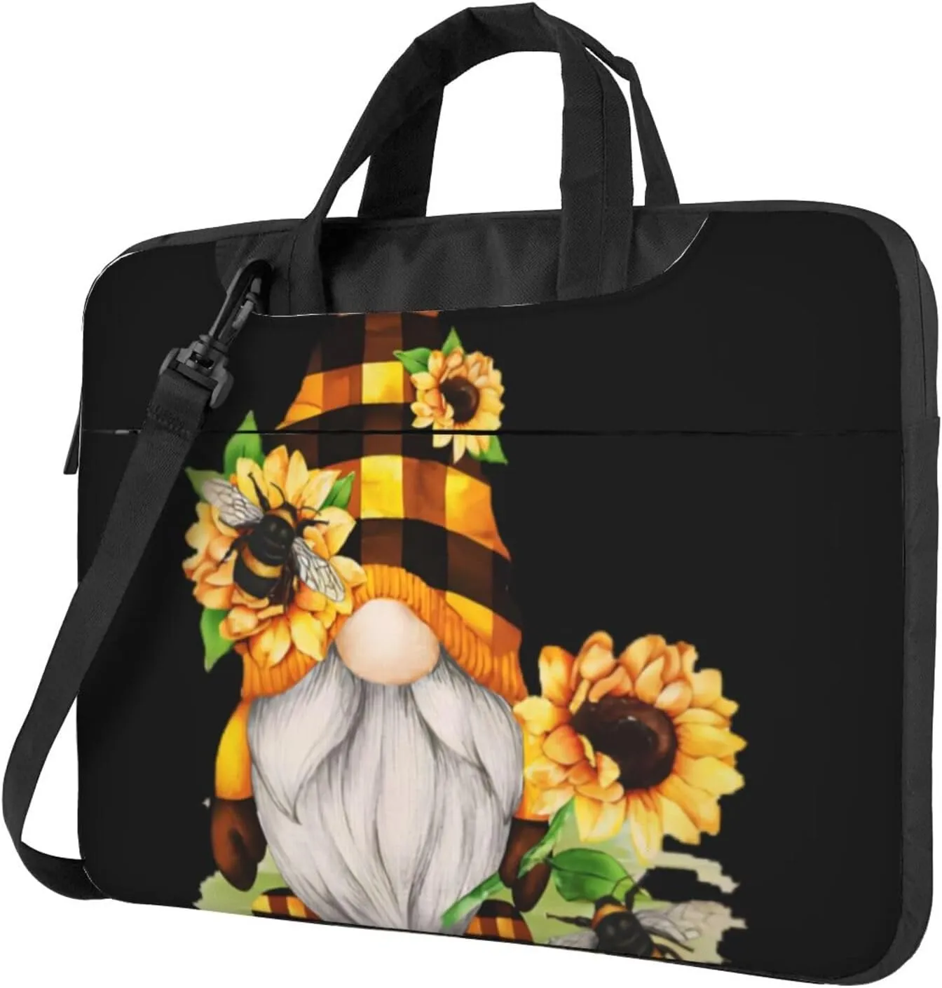 Gnome Bee Yellow Floral Ultra-thin portable shoulder laptop bag Stylish and Protective Shockproof soft lining