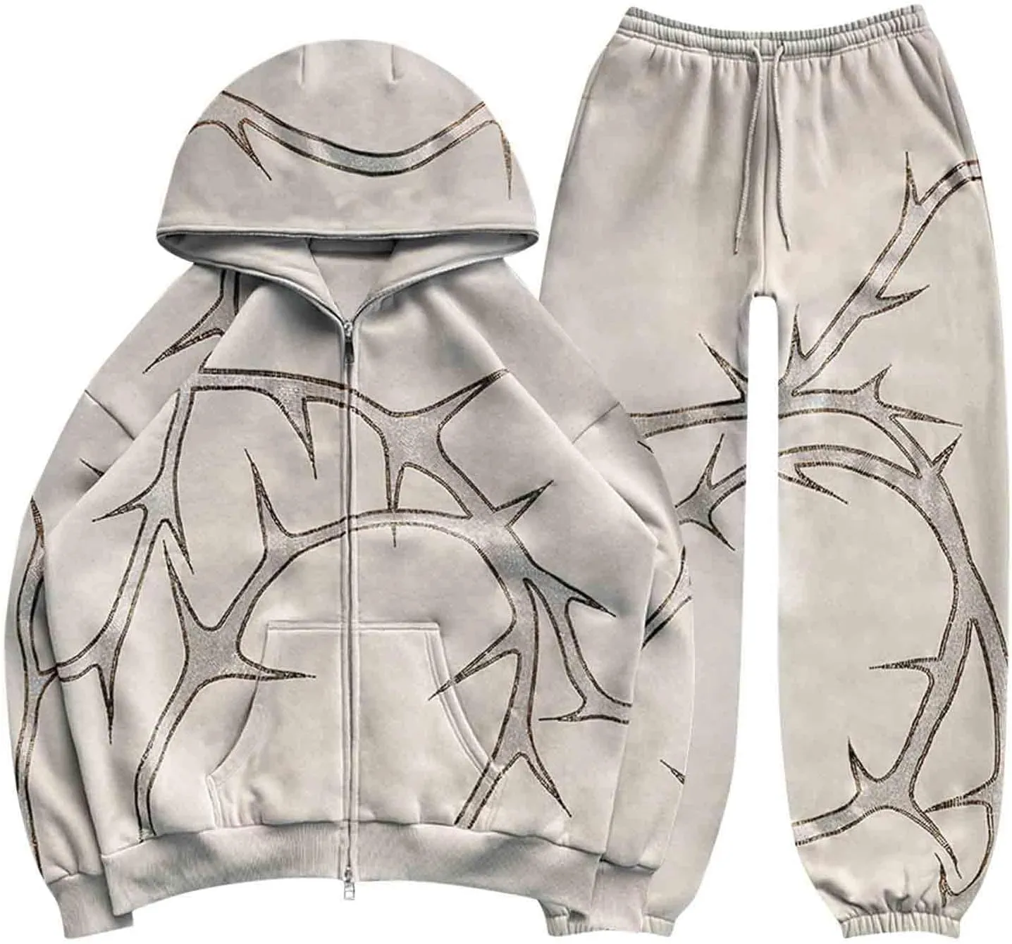 Gothic Hoodies Jacket Y2K Hip Hop Hoodie for Women Men Graphic Full Zip up Oversized Hoodies