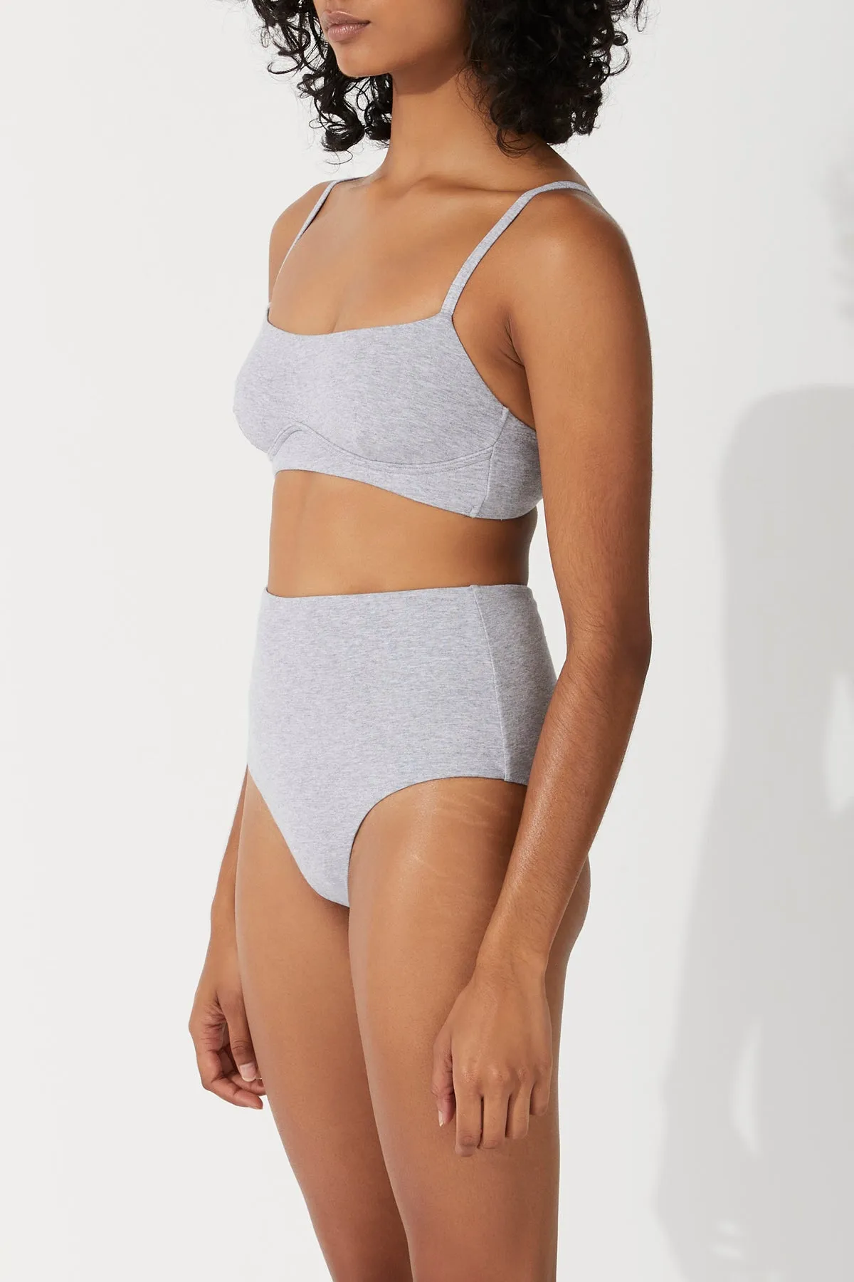 Grey Marle Waisted Full Brief
