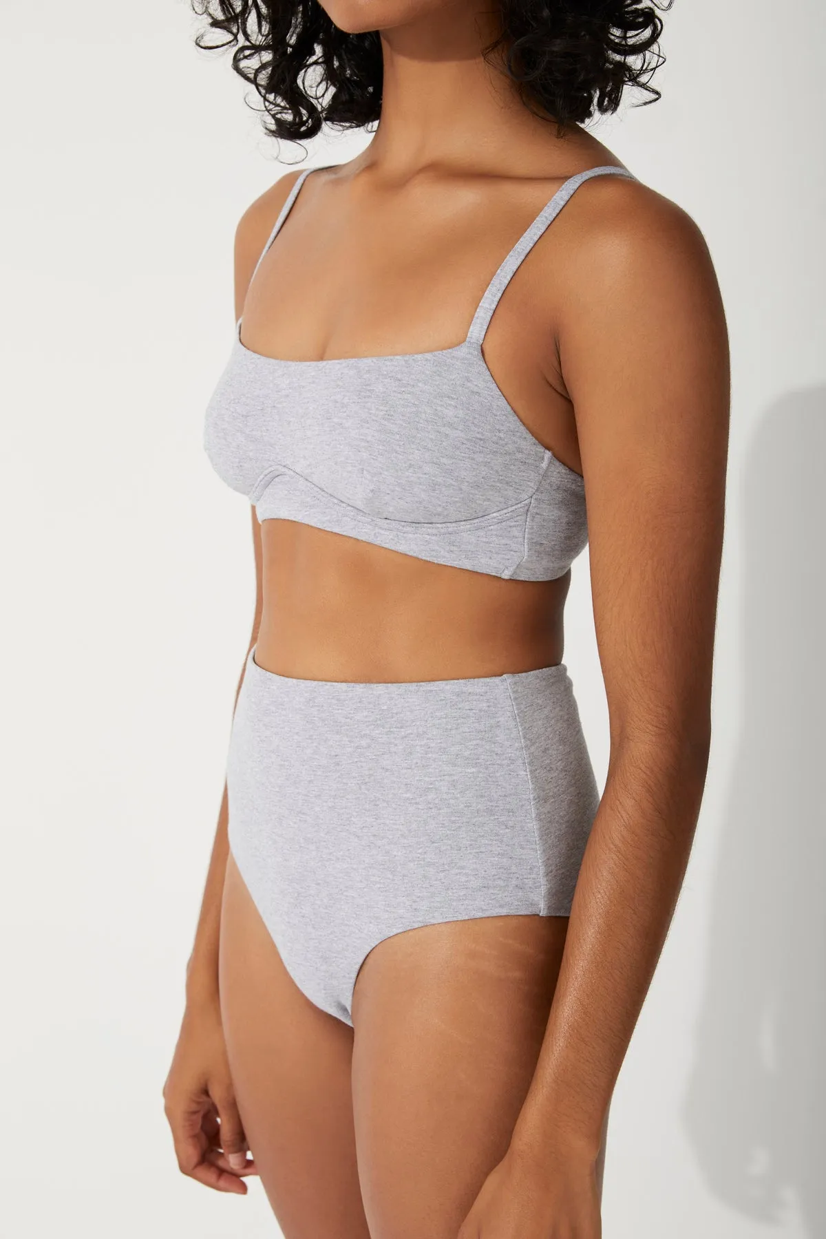 Grey Marle Waisted Full Brief