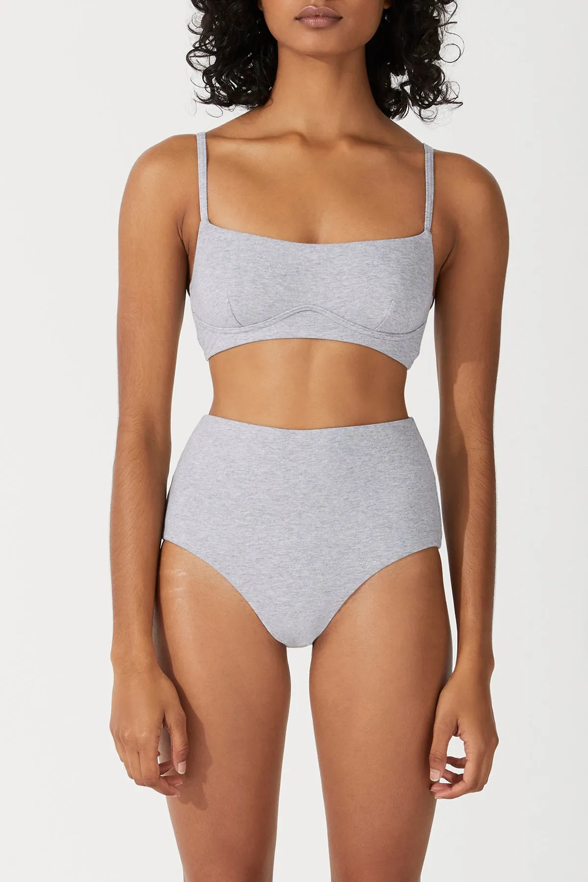 Grey Marle Waisted Full Brief