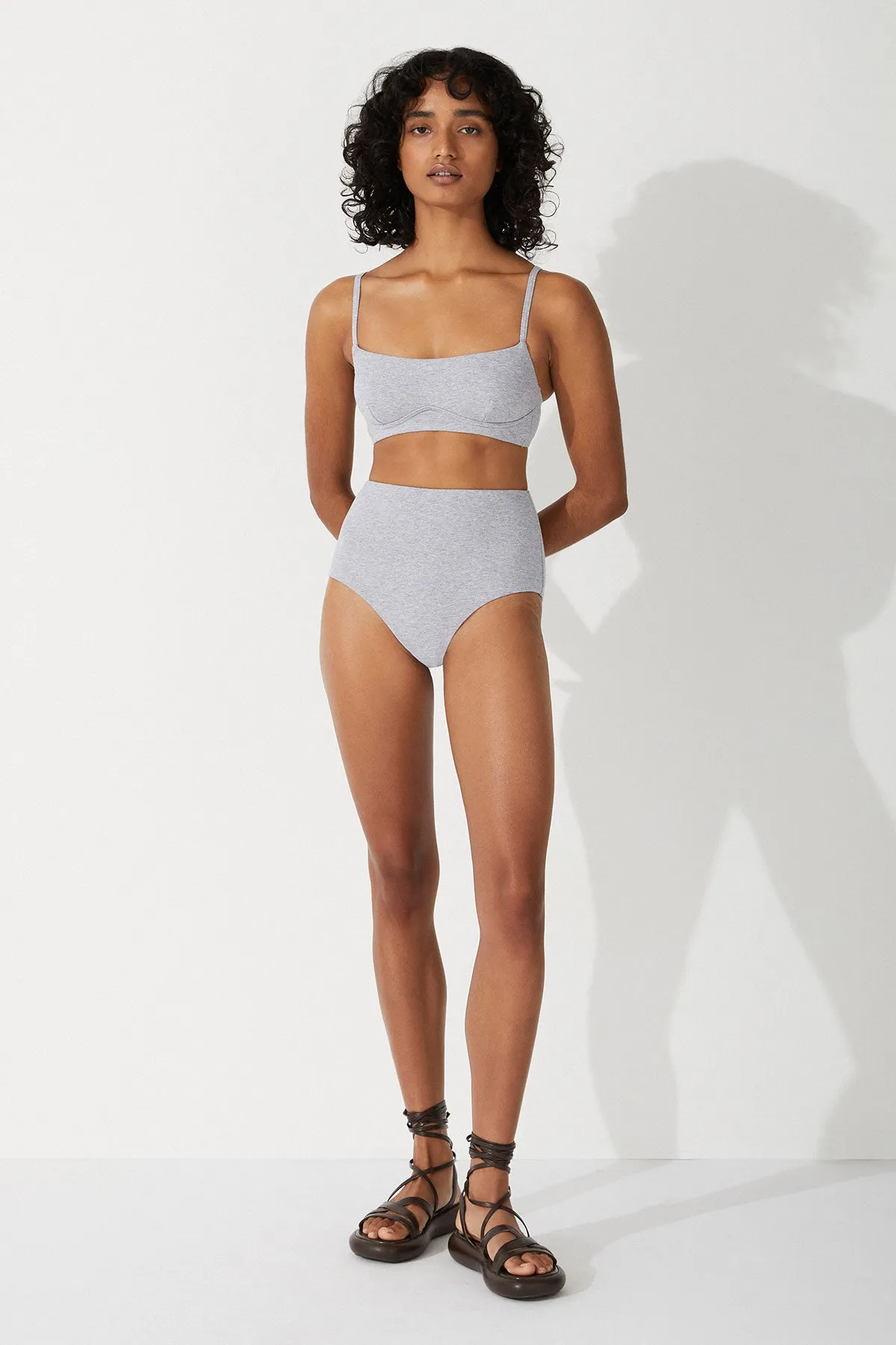 Grey Marle Waisted Full Brief