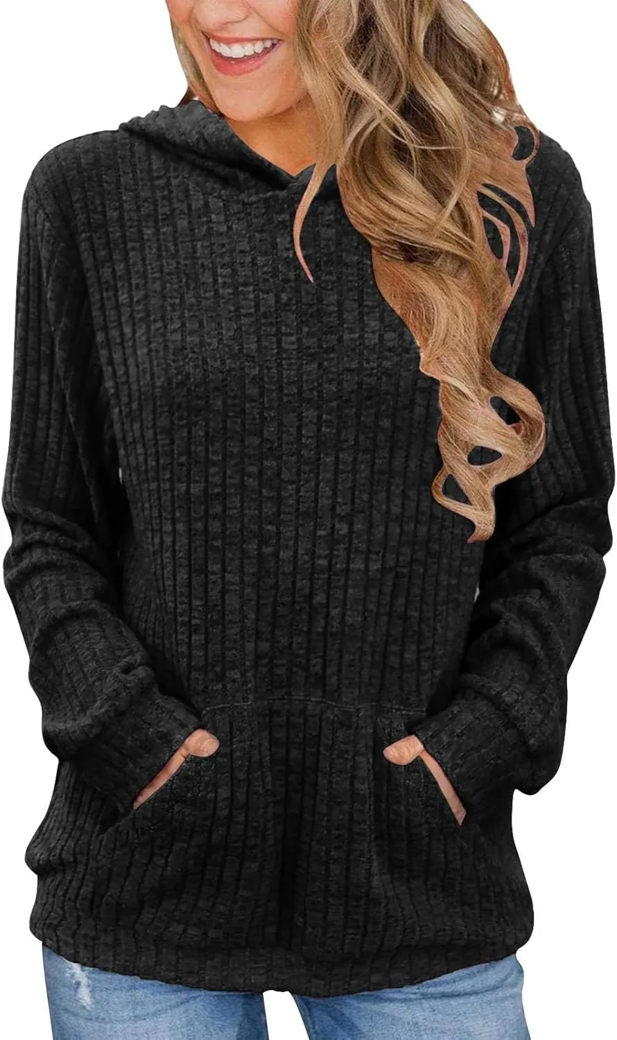 Gumipy Oversized Hoodies Sweatshirt for Women Knit Long Sleeve Shirts Tops Trendy Tunic Sweater Sweatshirt Comfrt Hoodie