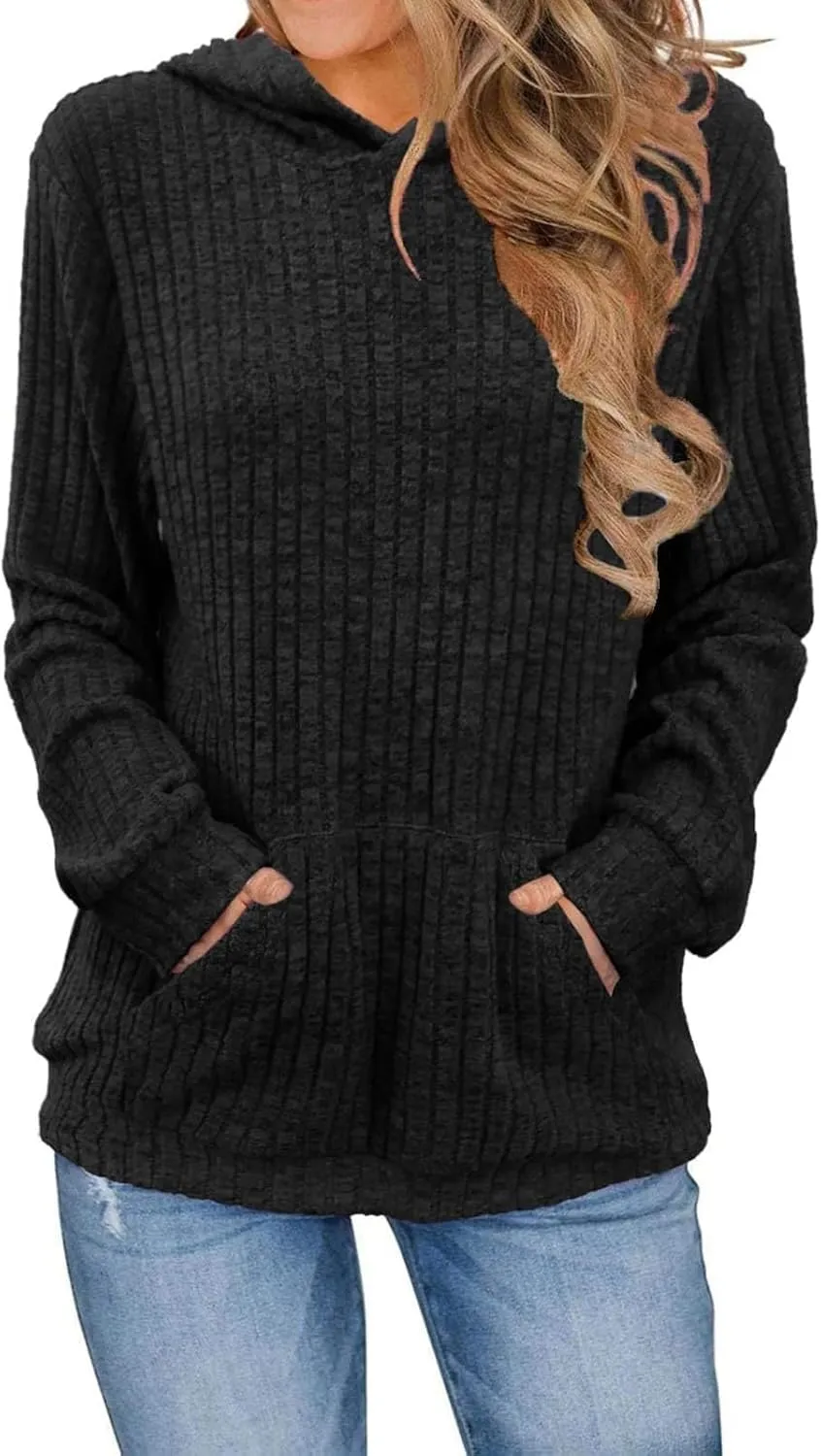 Gumipy Oversized Hoodies Sweatshirt for Women Knit Long Sleeve Shirts Tops Trendy Tunic Sweater Sweatshirt Comfrt Hoodie