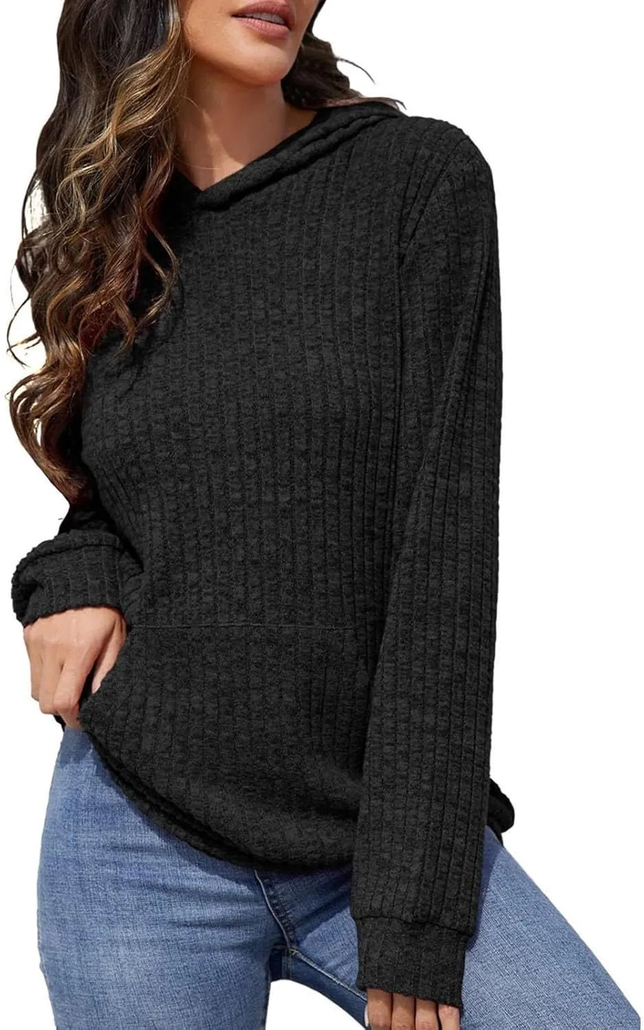 Gumipy Oversized Hoodies Sweatshirt for Women Knit Long Sleeve Shirts Tops Trendy Tunic Sweater Sweatshirt Comfrt Hoodie