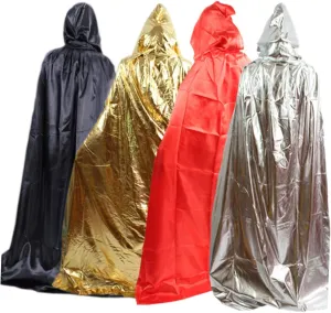Halloween Cloaks Hood Capes Full-Length Unisex Bright Fabric Family Costumes Golden