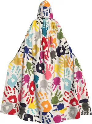 Hand Print Print Halloween Hooded Cloak Adults Stylish Cape for Carnivals Themed Parties Cosplays