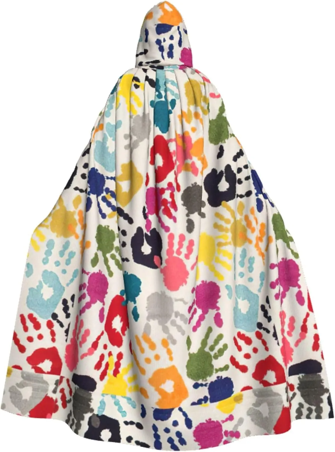 Hand Print Print Halloween Hooded Cloak Adults Stylish Cape for Carnivals Themed Parties Cosplays