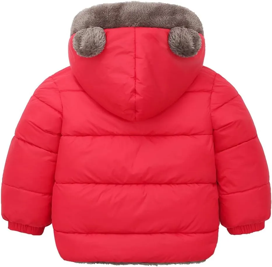 Happy Cherry Baby Boys Girls Puffer Jacket Hooded Coat Fleece Liner Elastic Cuffs Outerwear 12Mon-5T