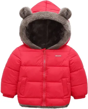 Happy Cherry Baby Boys Girls Puffer Jacket Hooded Coat Fleece Liner Elastic Cuffs Outerwear 12Mon-5T