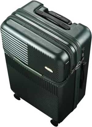 Hardside Luggage, Stylish Textured Line Suitcase, With Spinner Wheels, Expandable Luggage (Color : Green, Size : 20)