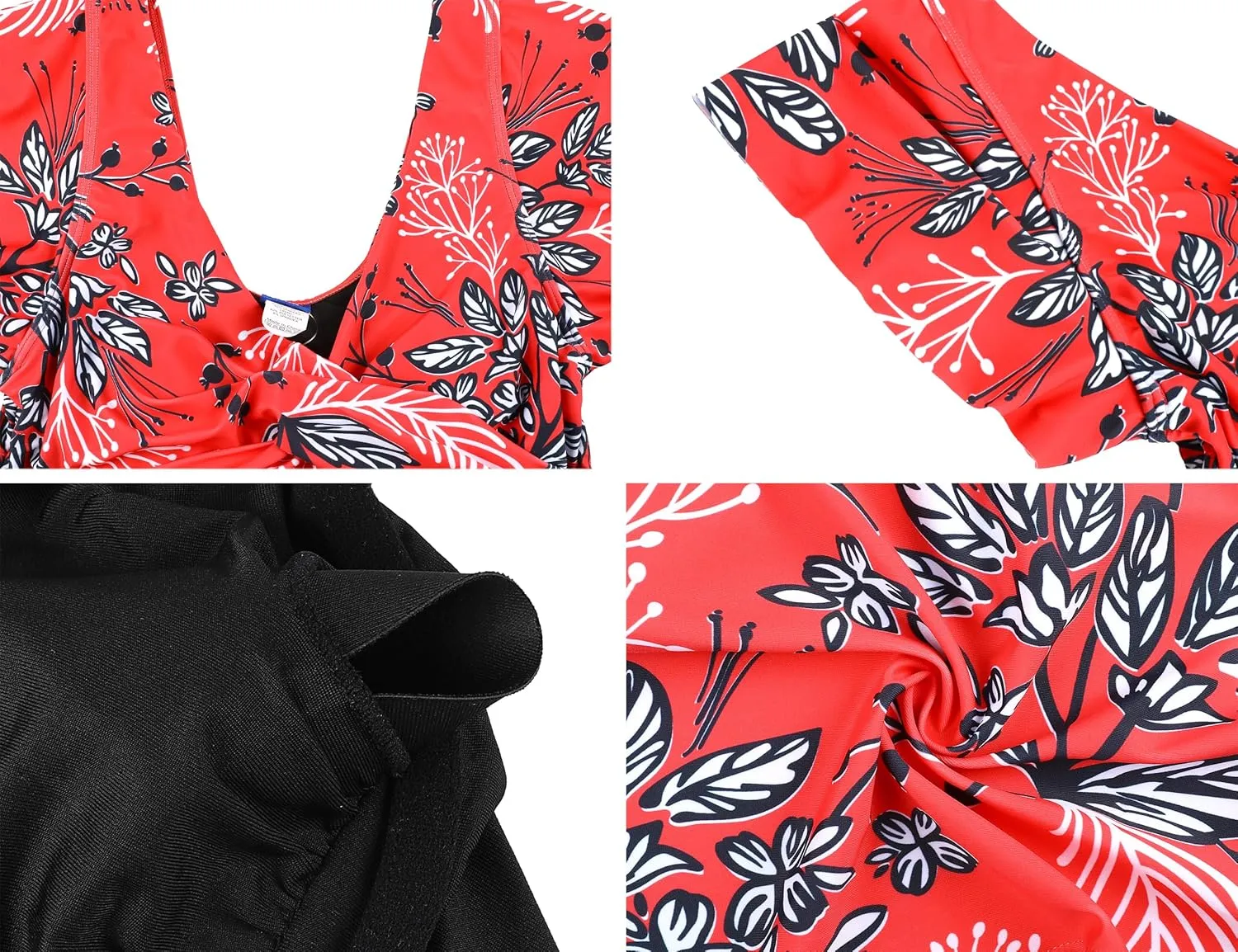 Hilor Women's Underwire Tankini Top Tummy Control Bathing Suits Short Sleeve Tankini Swimsuit Tops Only