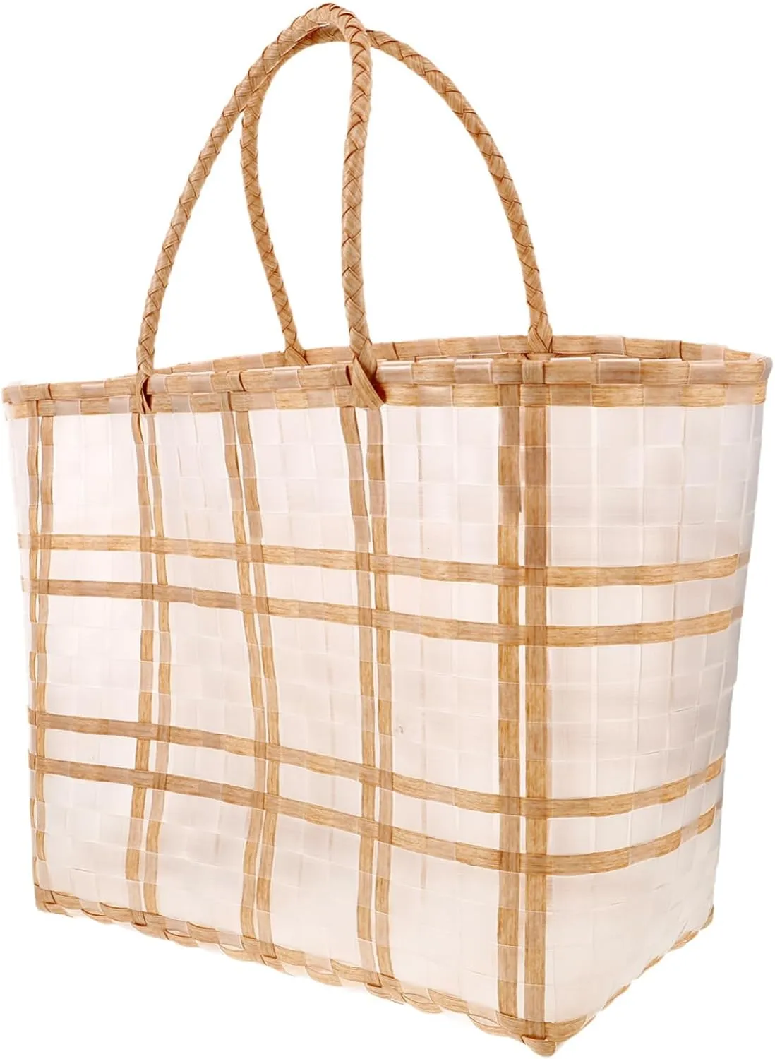 Homoyoyo Elegant Plastic Tote Bag Stylish Shoulder Bag for School Work Beach Generous Capacity