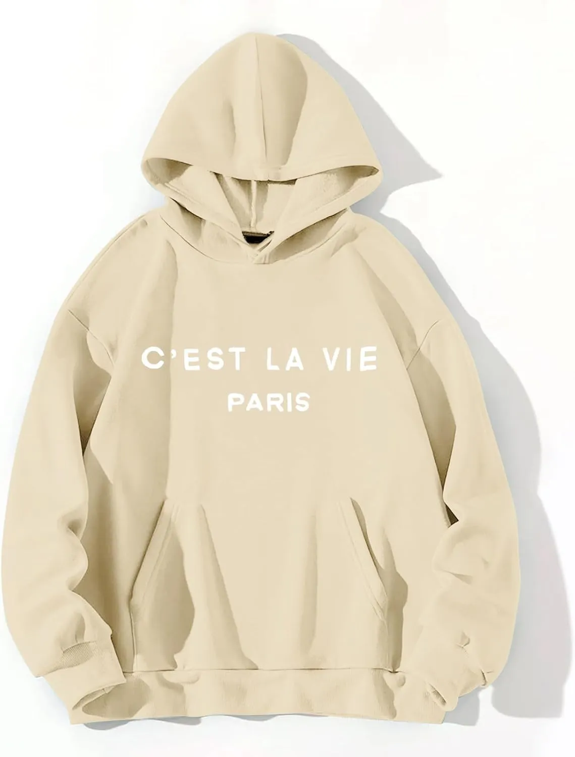 Hoodies for Women Cest La Vie Paris Hooded Sweatshirt Oversized Sweaters Drawstring Long Sleeve Pullover with