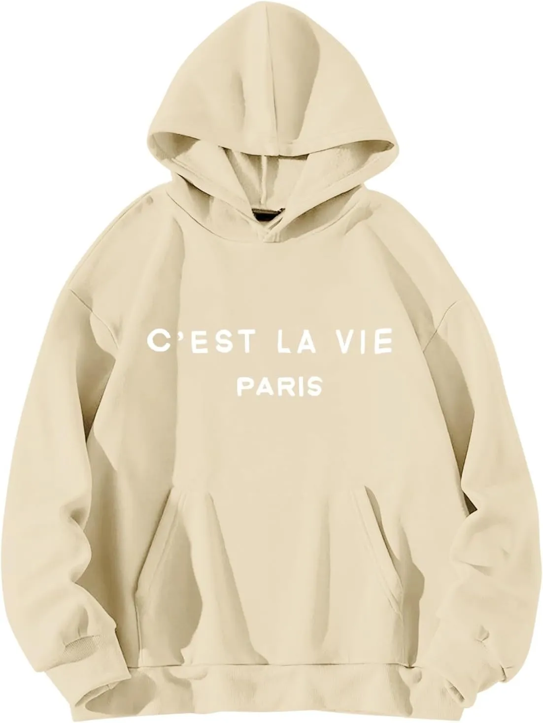 Hoodies for Women Cest La Vie Paris Hooded Sweatshirt Oversized Sweaters Drawstring Long Sleeve Pullover with