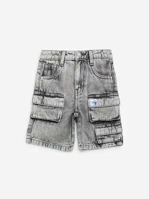 HOP Kids Grey Mid-Rise Denim Shorts