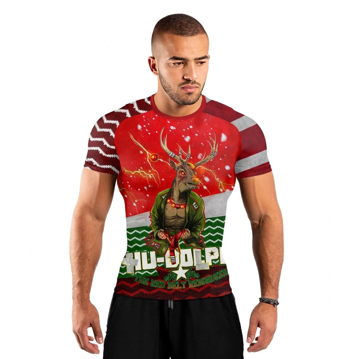 Hu-Dolph Christmas Short Sleeve Rash Guard
