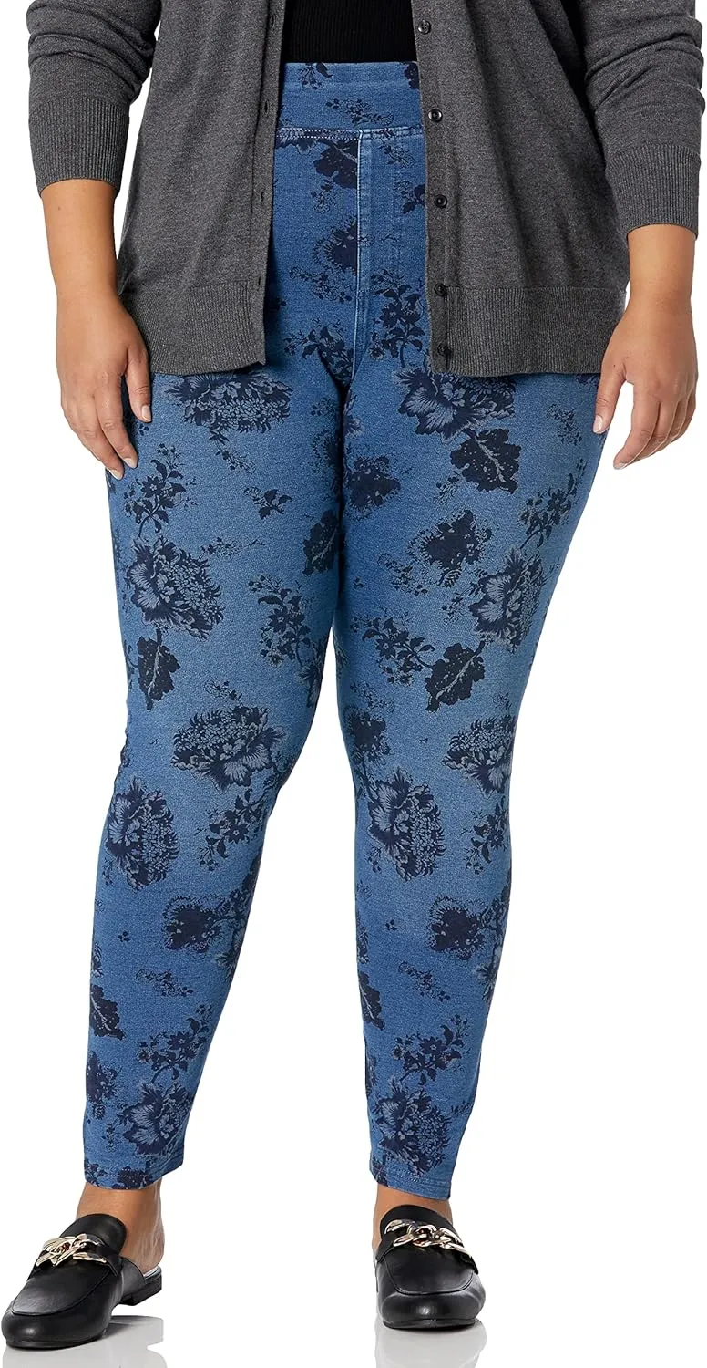 HUE Women's Super Soft Stretch High Rise Denim Leggings, No Side Seams