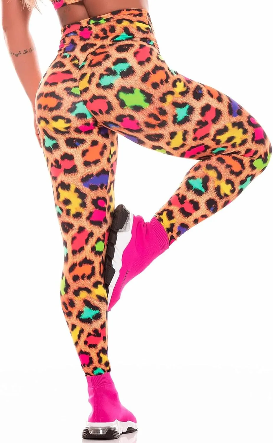 Hupplle Women's High Waisted Leopard Printed Leggings Tummy Control Tights Buttery Soft Workout Yoga Pants