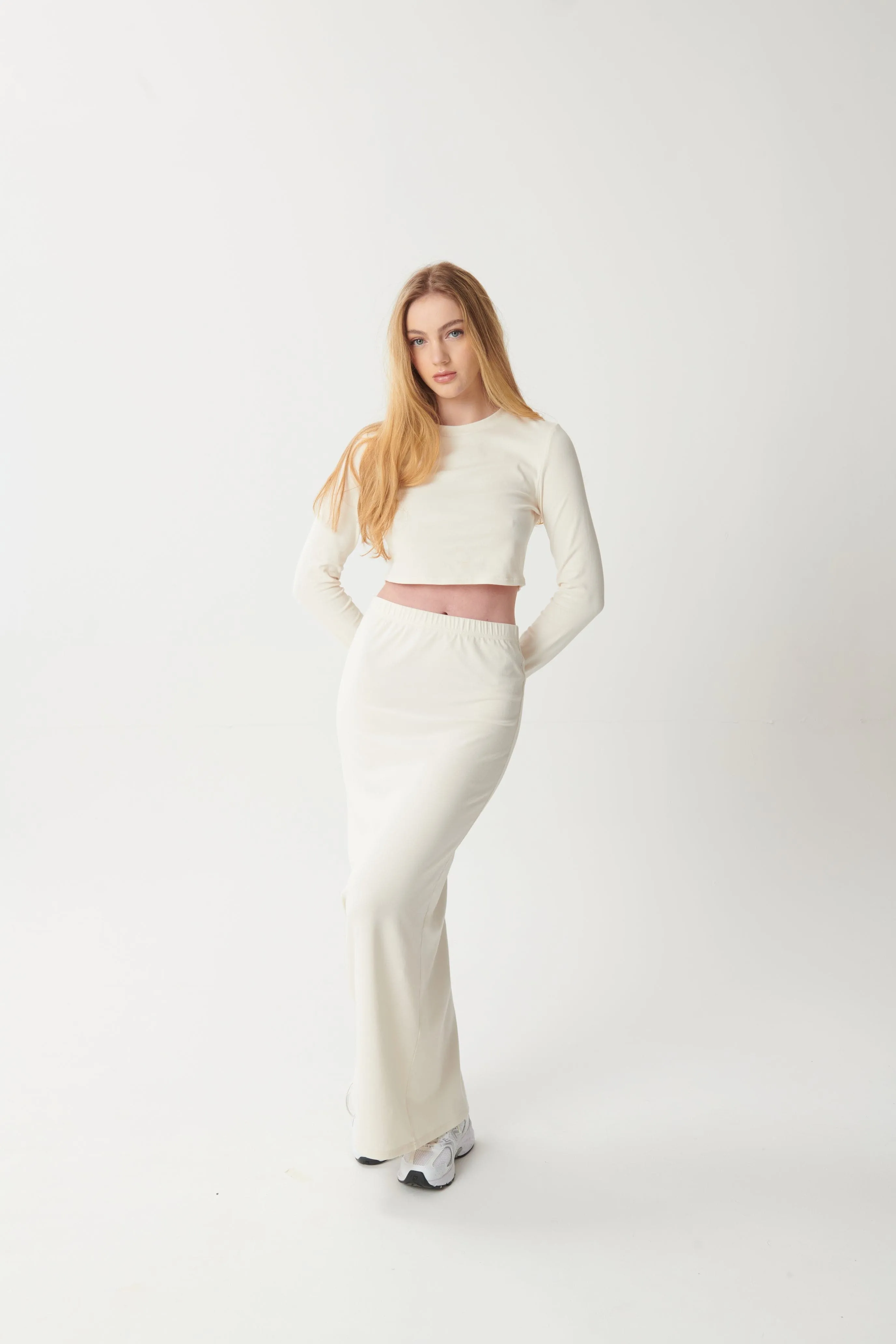 Hygge Soft Cotton Long Sleeve Top - Blanc