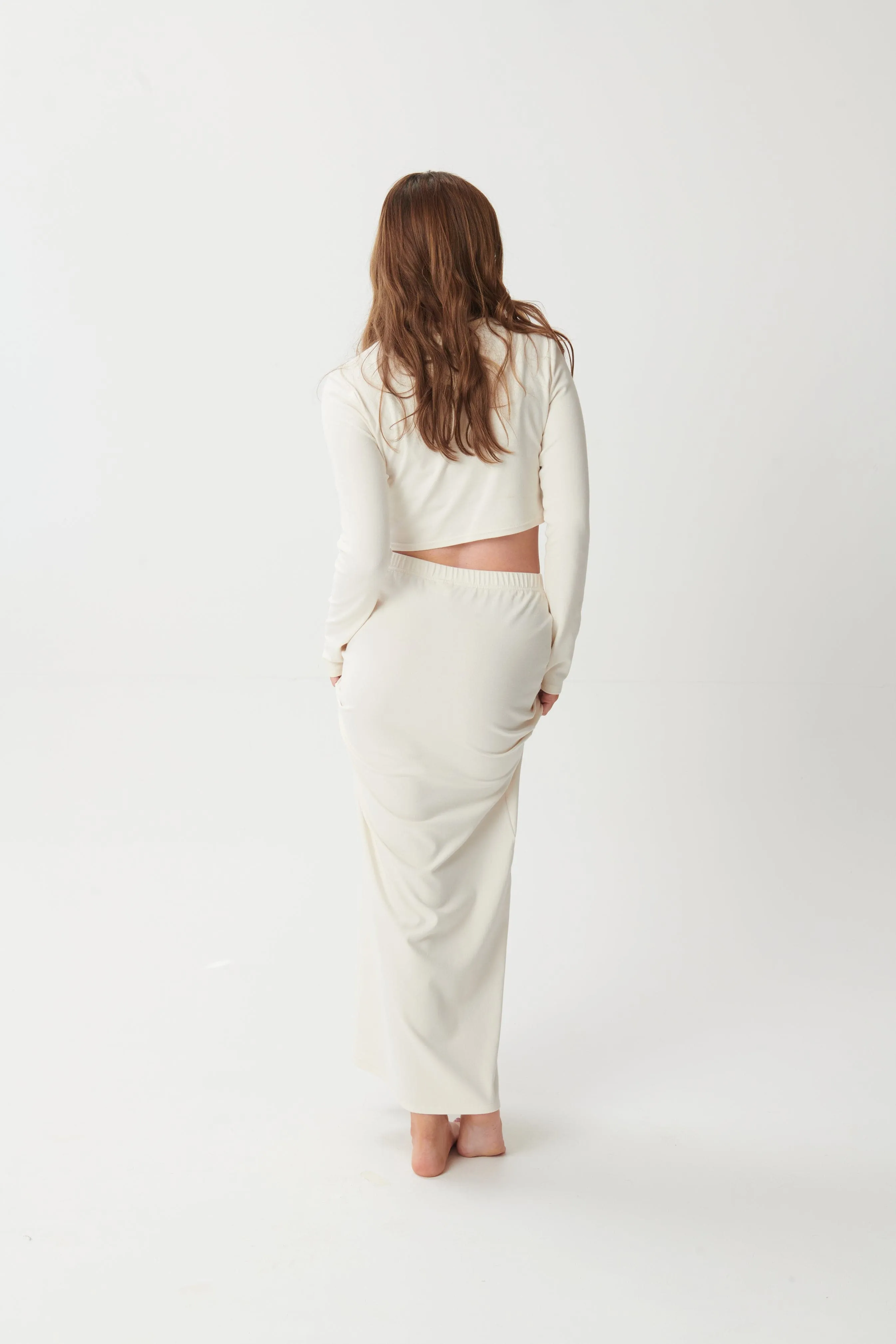 Hygge Soft Cotton Long Sleeve Top - Blanc