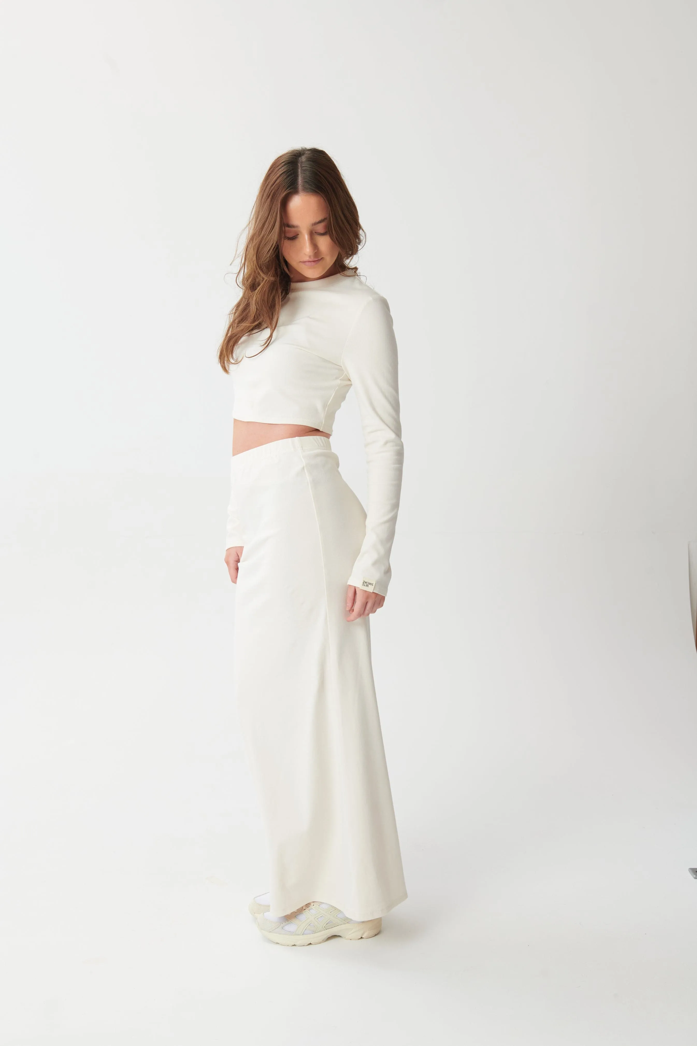 Hygge Soft Cotton Long Sleeve Top - Blanc