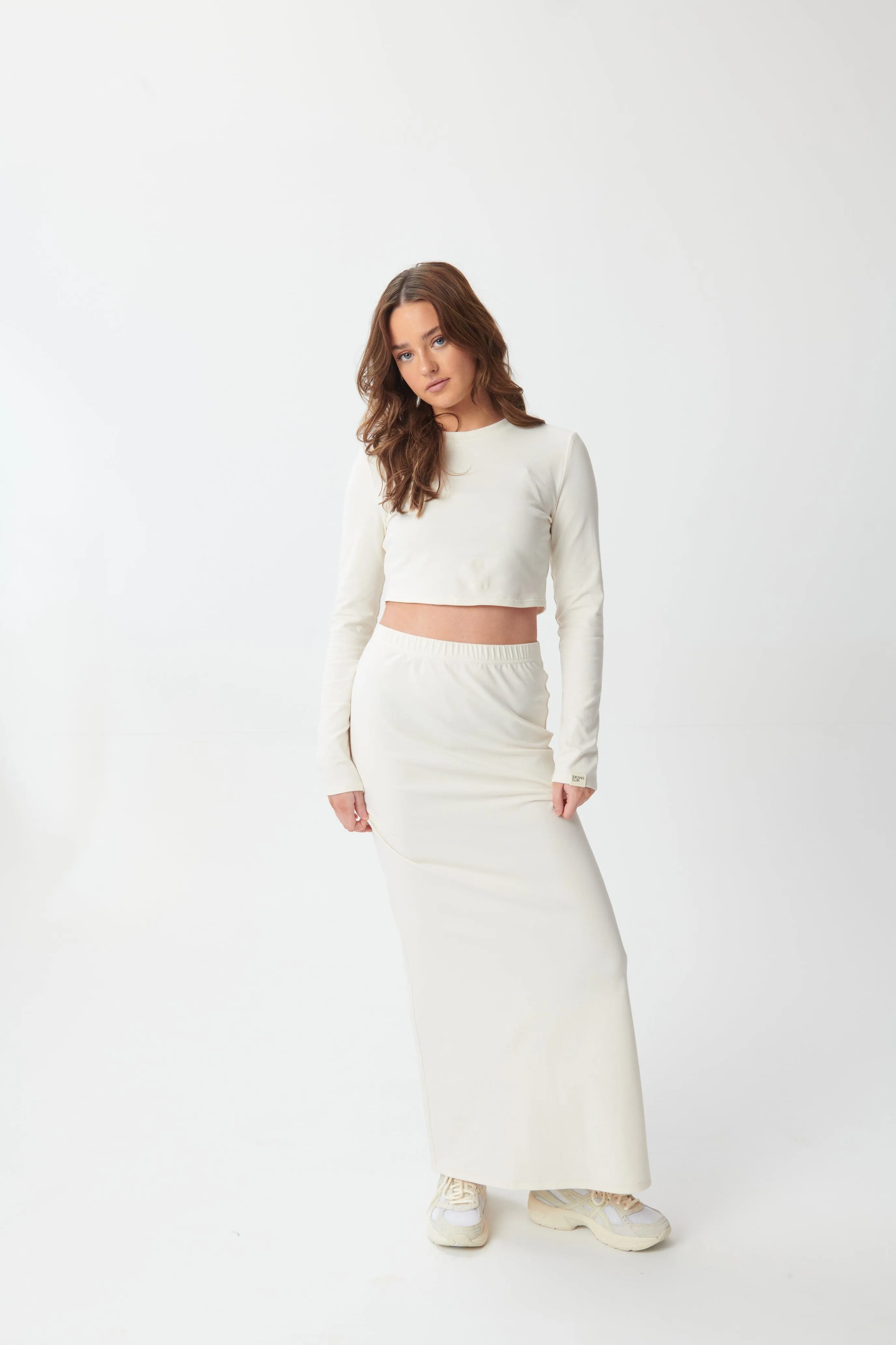 Hygge Soft Cotton Long Sleeve Top - Blanc