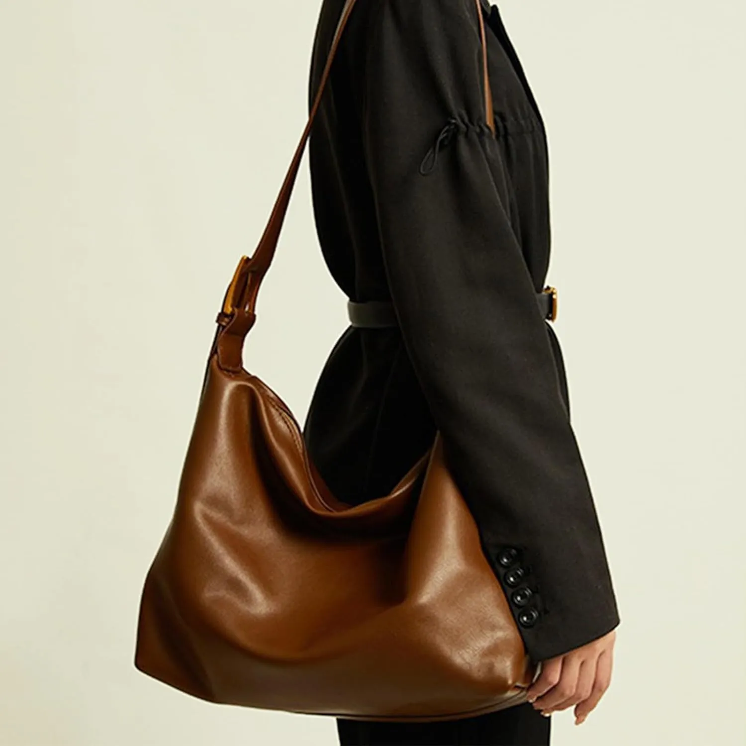 I IHAYNER Hobo Crossbody Bag for Women Stylish Soft Leather Shoulder Purse Casual Handbag Tote