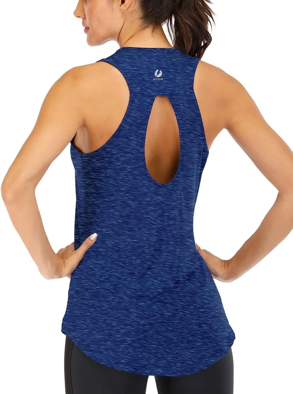 ICTIVE Yoga Tops for Women Loose Fit Workout Tank Tops for Women Backless Sleeveless Keyhole Open Back Muscle Tank