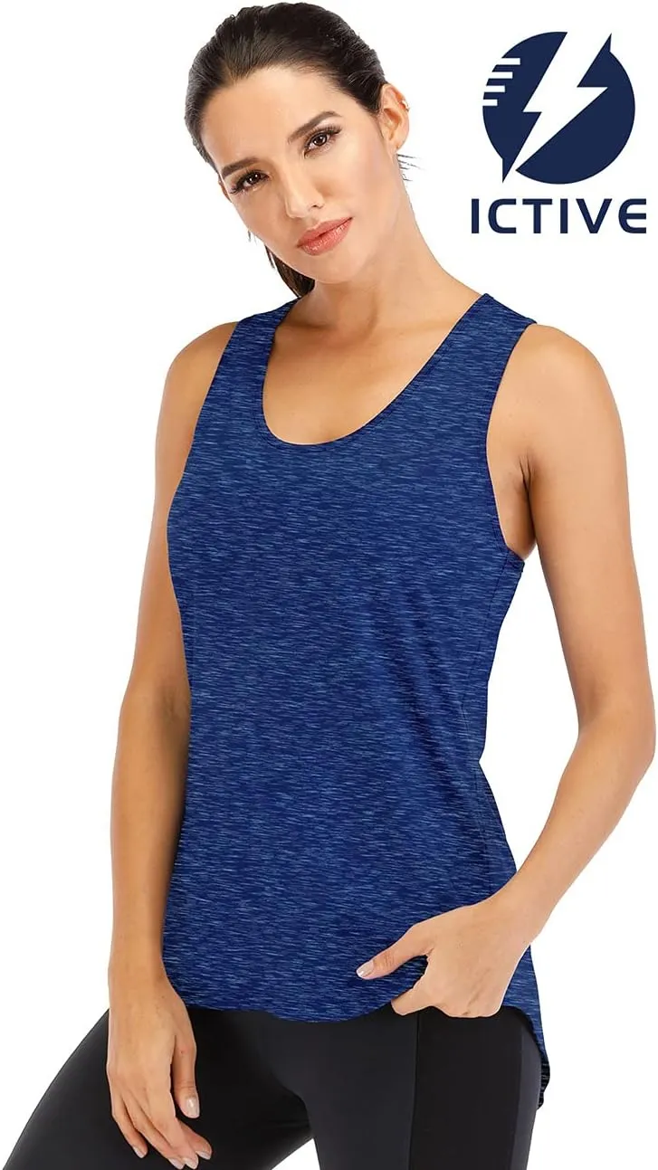 ICTIVE Yoga Tops for Women Loose Fit Workout Tank Tops for Women Backless Sleeveless Keyhole Open Back Muscle Tank