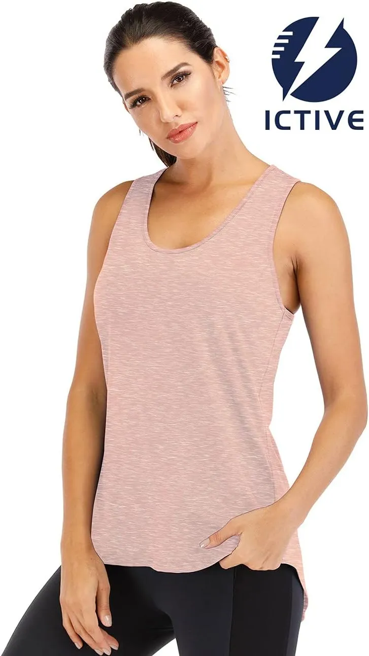 ICTIVE Yoga Tops for Women Loose Fit Workout Tank Tops for Women Backless Sleeveless Keyhole Open Back Muscle Tank