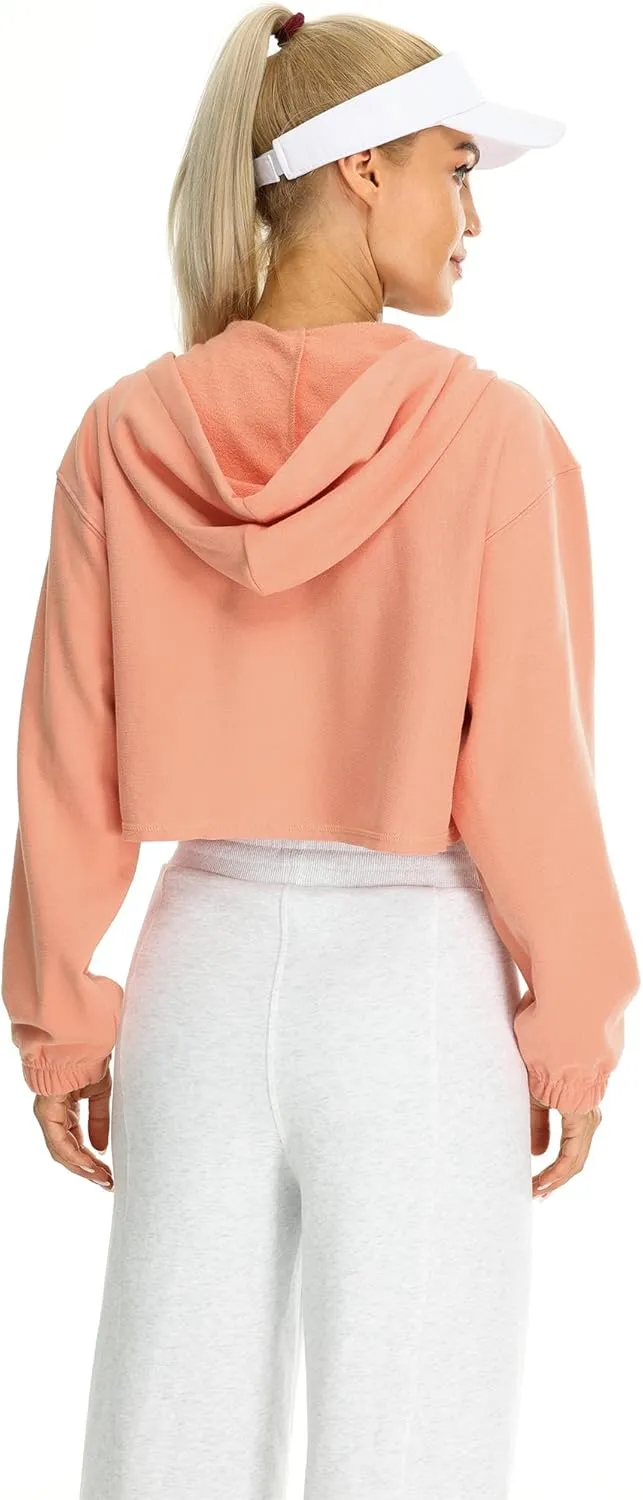 icyzone Women's Oversized Fleece Lined Hooded Sweatshirt Cropped Soft Pullover with Drawstring