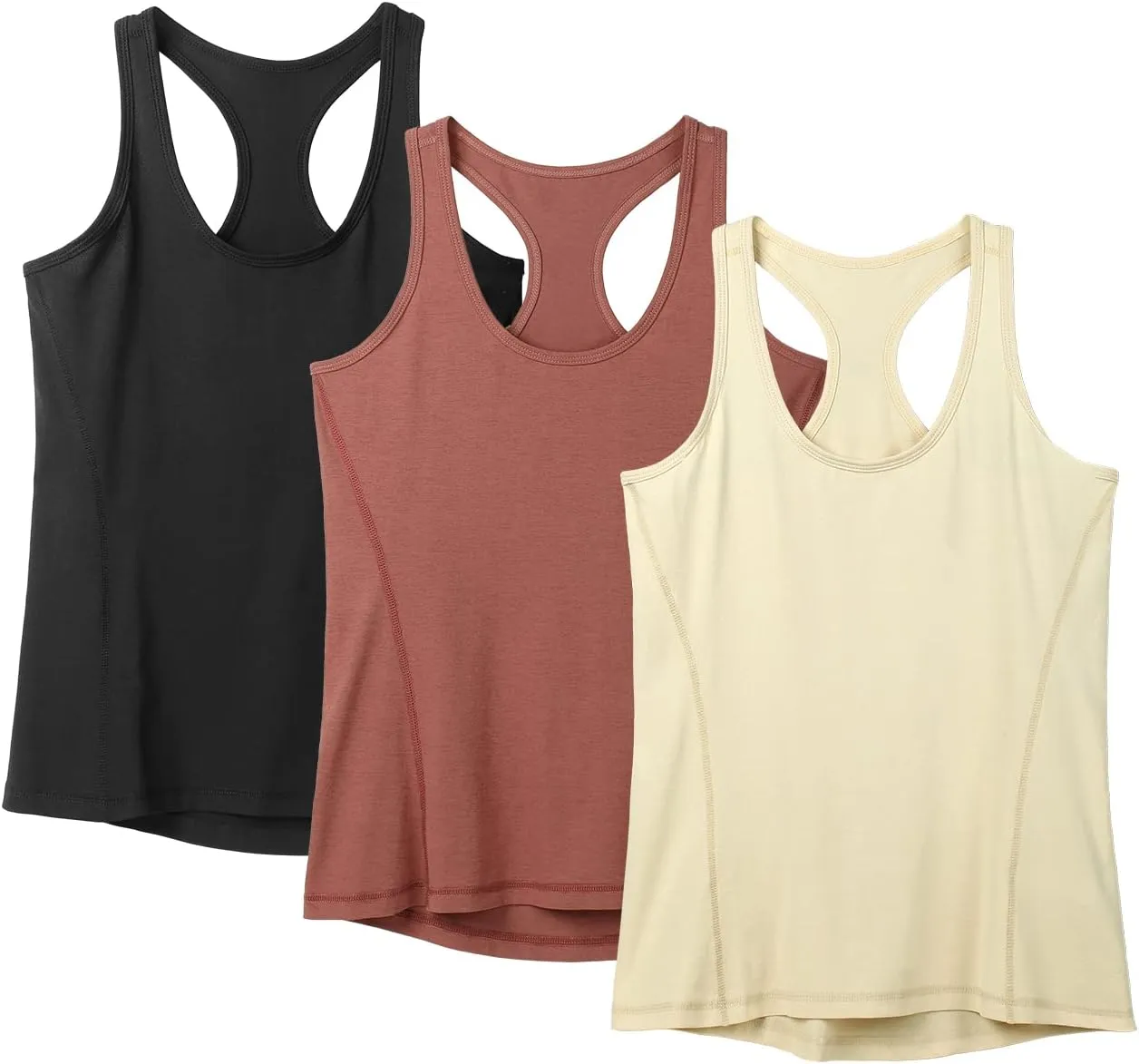 icyzone Women's Racerback Workout Athletic Running Tank Tops (Pack of 3)