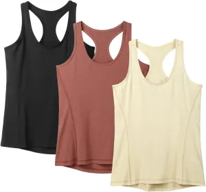 icyzone Women's Racerback Workout Athletic Running Tank Tops (Pack of 3)