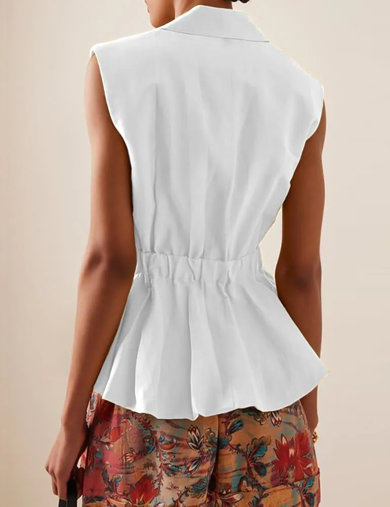 IDEALSANXUN Cotton Linen Vests for Women Fashion Dressy Casual Summer Sleeveless Blazers Lightweight Jacket Outerwear Vests