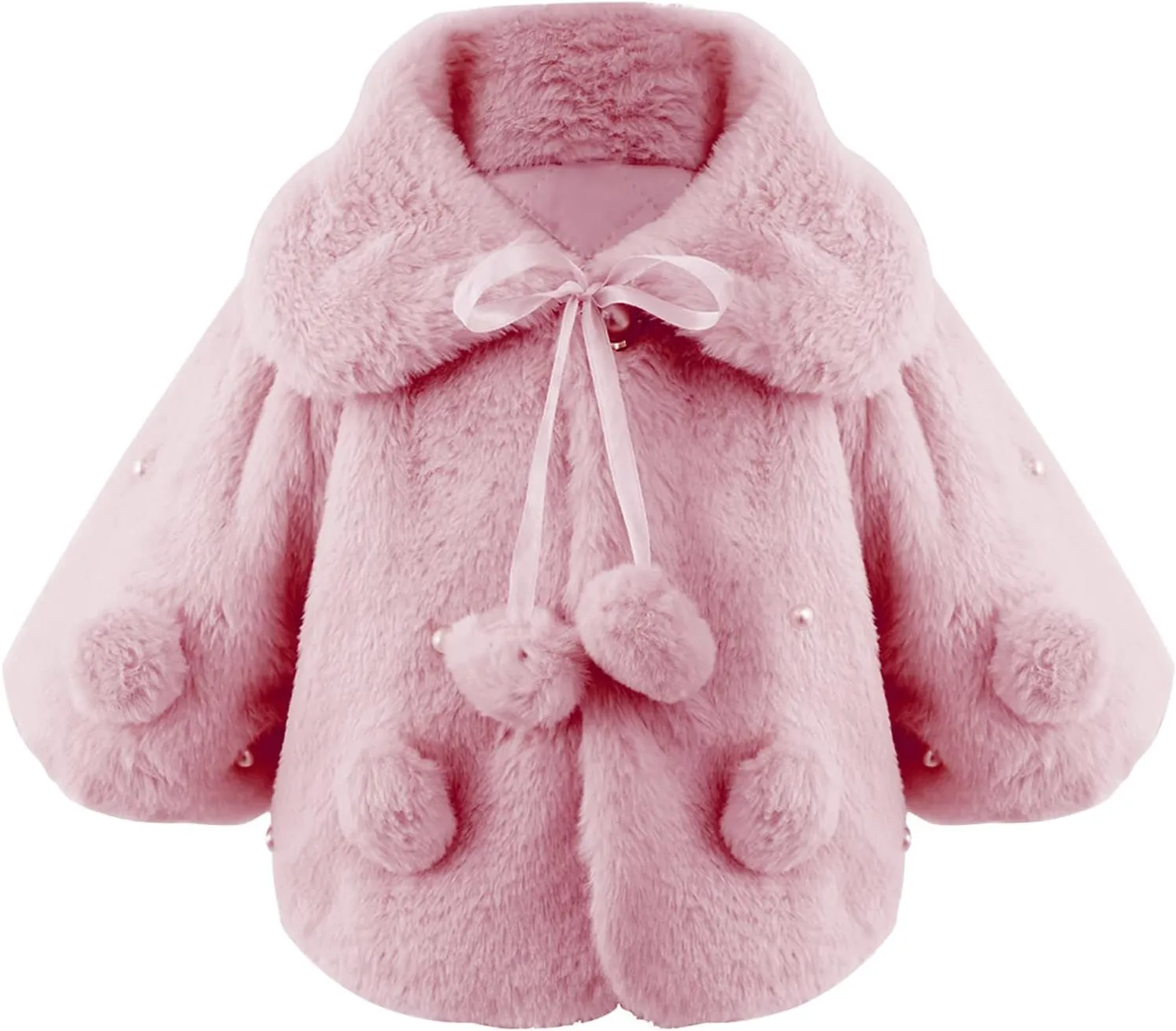 iiniim Toddler Baby Girls Faux Fur Coat Cloak Jacket Dress Cover Cape Poncho for Wedding Birthday Winter Warm Outerwear