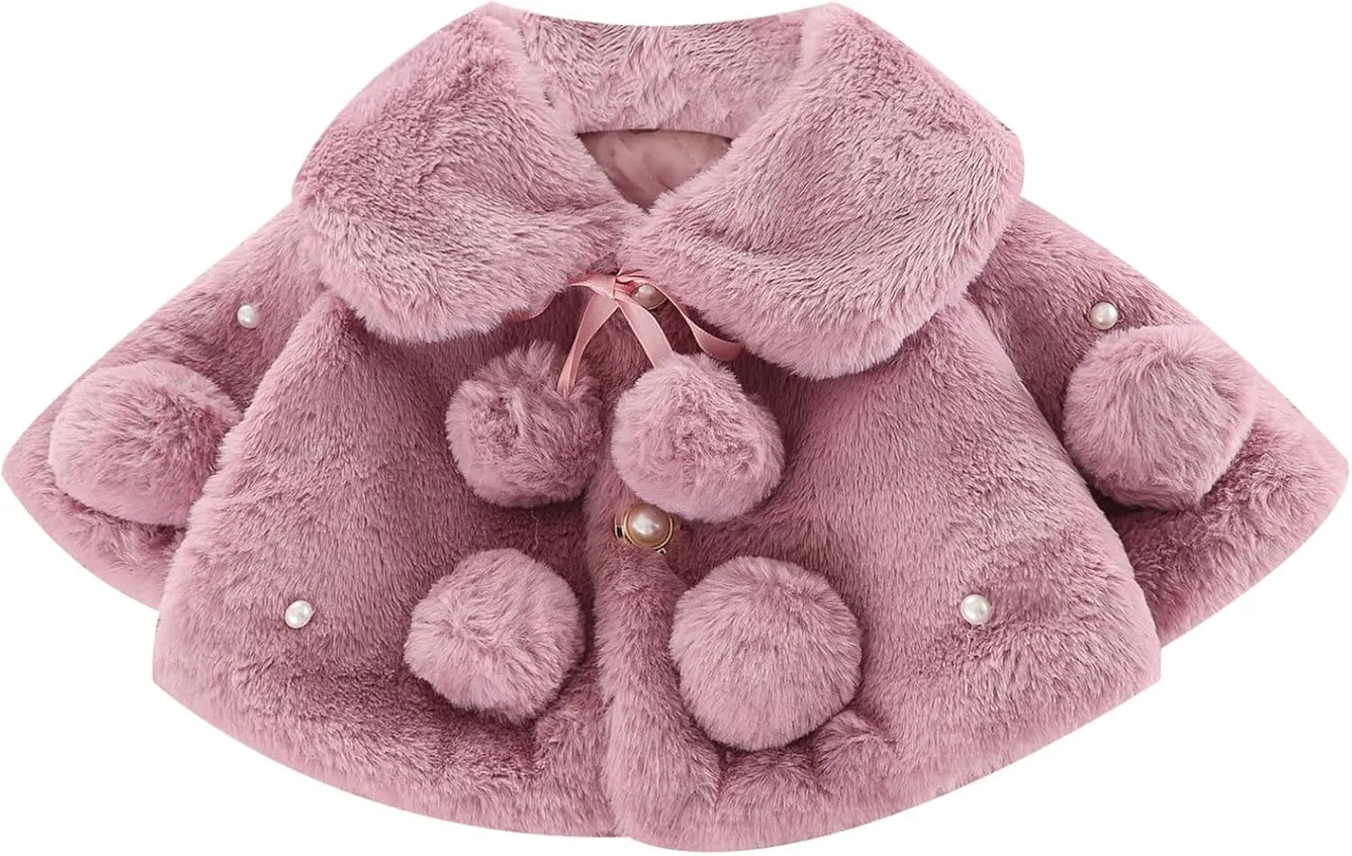 iiniim Toddler Baby Girls Faux Fur Coat Cloak Jacket Dress Cover Cape Poncho for Wedding Birthday Winter Warm Outerwear