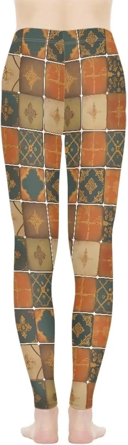 Irisjudy Hawaii Floral Women's Long Leggings, Van Gogh Art High Waist Workout Tight, Cute Girl Stretchy Soft Tights Plus Size