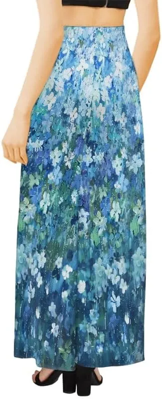 Irisjudy Women Casual High Waisted Palazzo Pants Van Gogh Art, Boho Peacock Comfy Wide Leg Pants Soft Pjs for Women Oversized