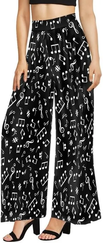 Irisjudy Women Casual High Waisted Palazzo Pants Van Gogh Art, Boho Peacock Comfy Wide Leg Pants Soft Pjs for Women Oversized
