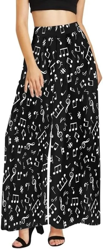 Irisjudy Women Casual High Waisted Palazzo Pants Van Gogh Art, Boho Peacock Comfy Wide Leg Pants Soft Pjs for Women Oversized