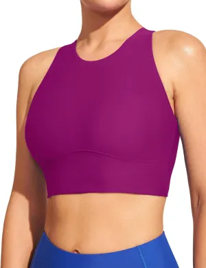 IUGA Bikini Tops for Women Adjustable Cross Back Swim Top Quick Dry Bathing Suit Tops High Neck Swim Bra UPF 50 