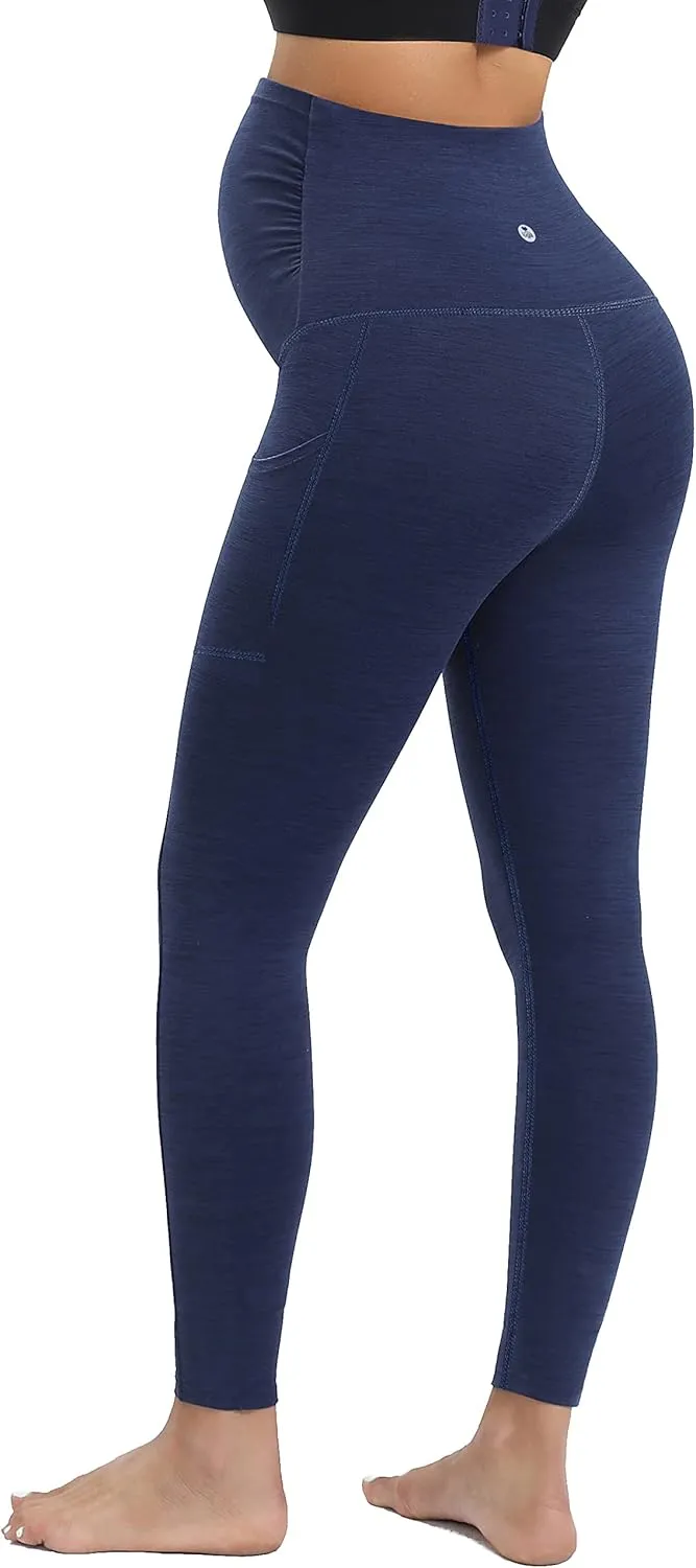 IUGA Maternity Leggings Over The Belly Buttery Soft Maternity Yoga Pants with Pockets Pregnancy Leggings for Women Activewear