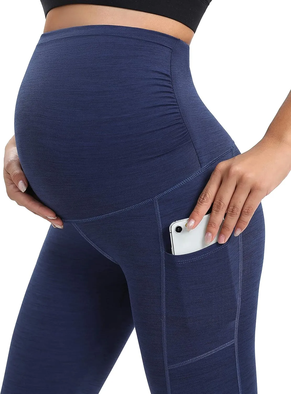 IUGA Maternity Leggings Over The Belly Buttery Soft Maternity Yoga Pants with Pockets Pregnancy Leggings for Women Activewear