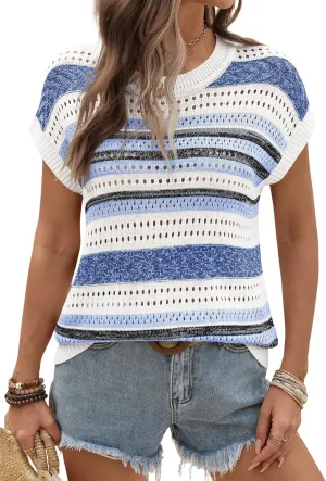 Ivicoer Womens Summer Tops Crochet Cap Sleeve Sweater Hollow Out Beach Vacation Clothes Trendy 2025