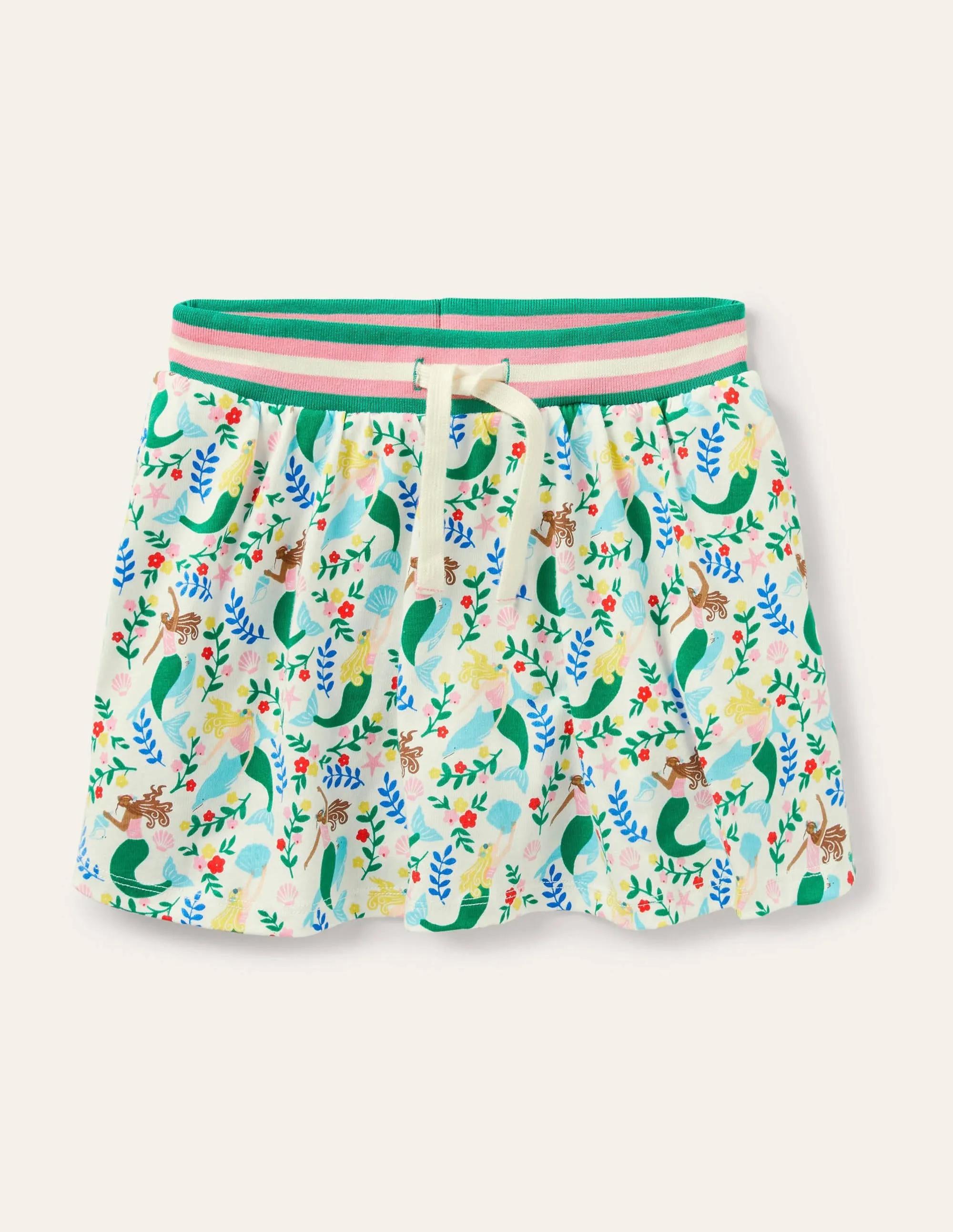 Jersey Skort-Ivory Mermaid Garden